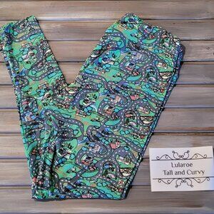 Vintage Style LuLaRoe Street Maps TC Leggings Tall and Curvy Unicorn Print